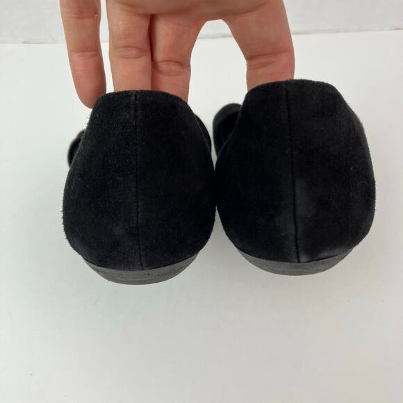 Eileen Fischer Sz 8 Fuller Suede d'Orsay Ballet Flats Black Office Preppy Comfy - Picture 11 of 16
